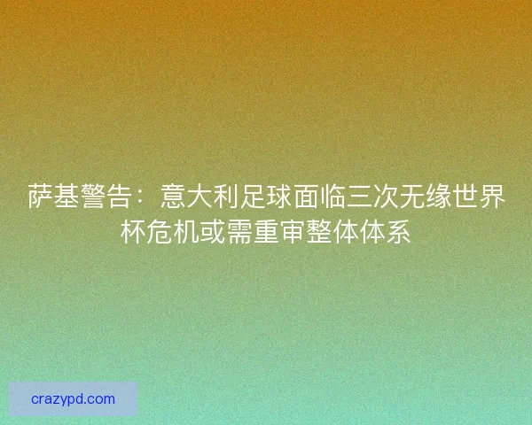 萨基警告：意大利足球面临三次无缘世界杯危机或需重审整体体系