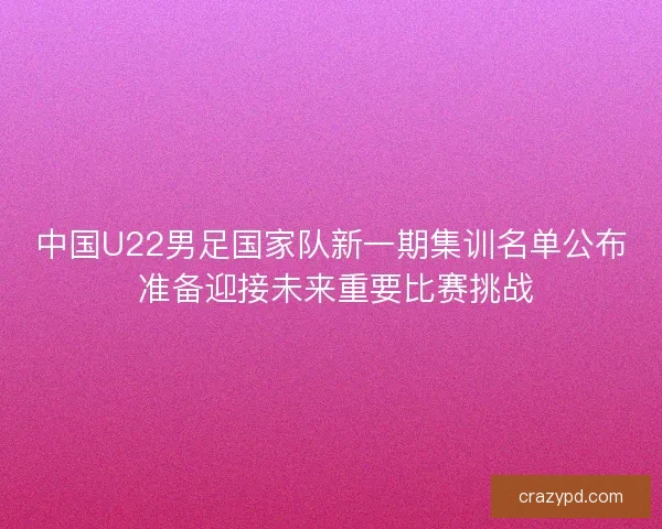 中国U22男足国家队新一期集训名单公布 准备迎接未来重要比赛挑战
